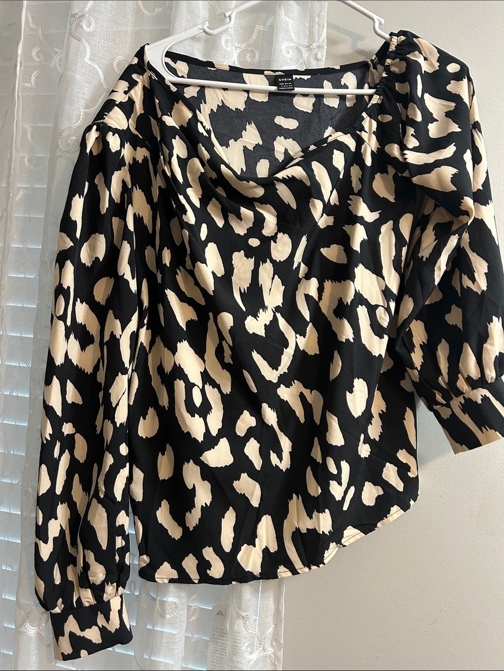 Black & Cream Animal Print off the shoulder Blouse
